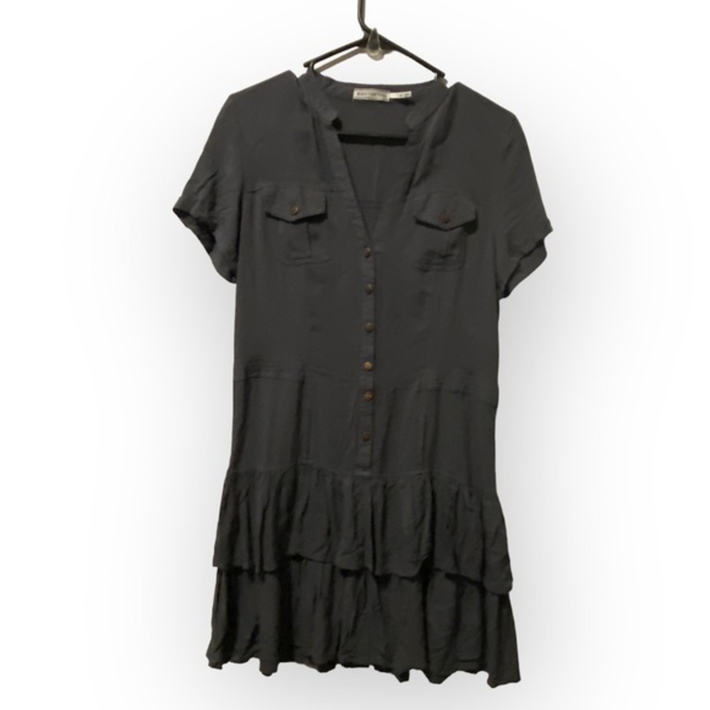 Body‎ Central Gray Ruffled Mini-midi Sundress Size Large Cottagecore